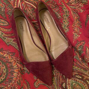 Crown Vintage Vibrant Wine Red Pointed Toe Flats 9!!!